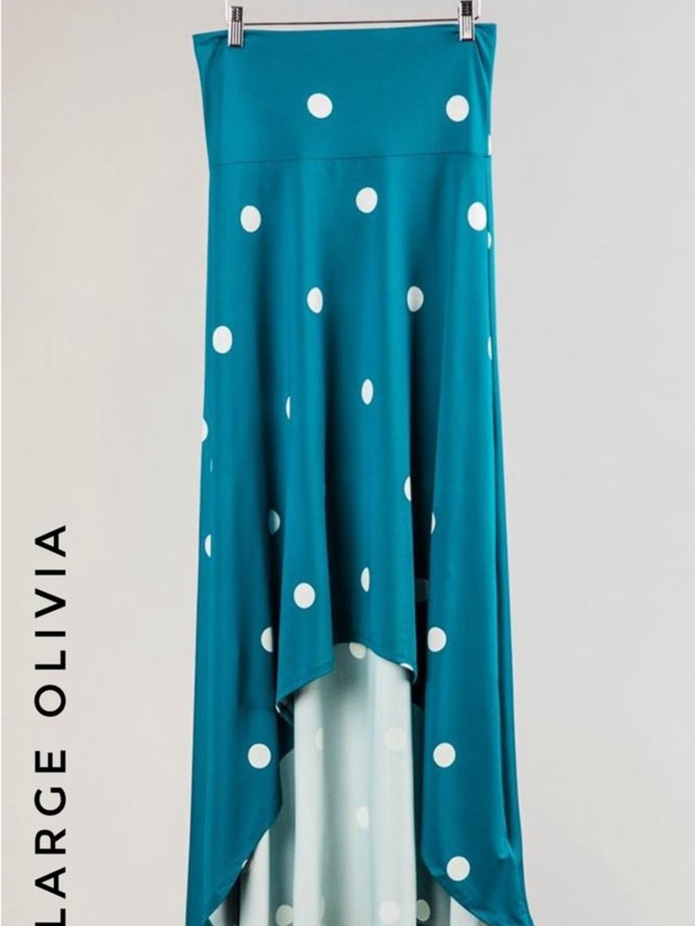 LuLaRoe Teal Polka Dot High-Low Skirt
